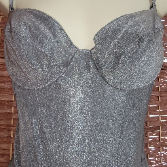 Victoria's Secret Vintage 1990s Gold Label Metallic Gray/Silver Body Suit 34B - Picture 6 of 14